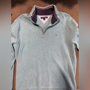 Tommy Hilfiger Teal and Navy Quarter-Zip Pullover